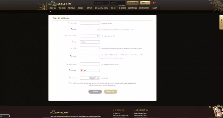 Điển form thông tin đăng ký tài khoản Win33