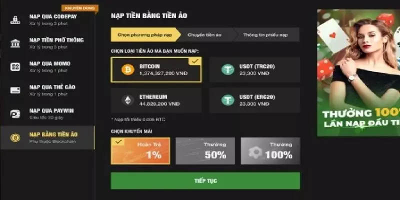 789Bet hỗ trợ rất nhiều phương thức nạp tiền vào tài khoản khác nhau