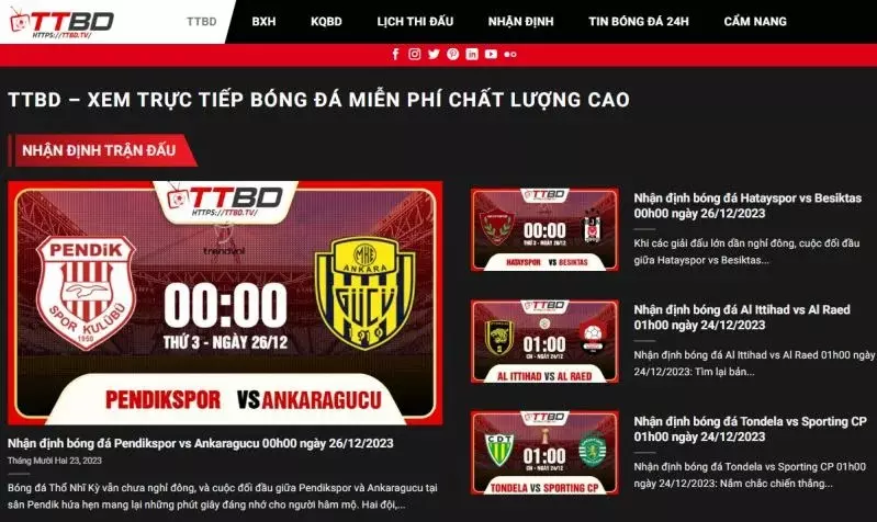 Trực tiếp bóng đá nhiều giải đấu lớn