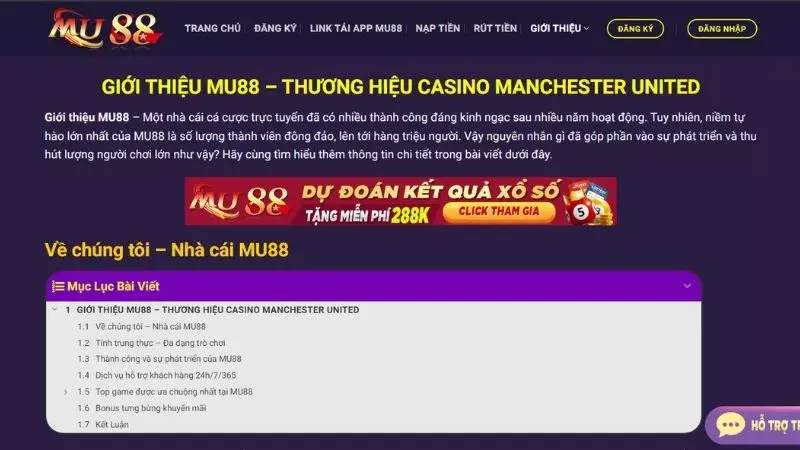 Giới thiệu chi tiết về nhà cái Mu88