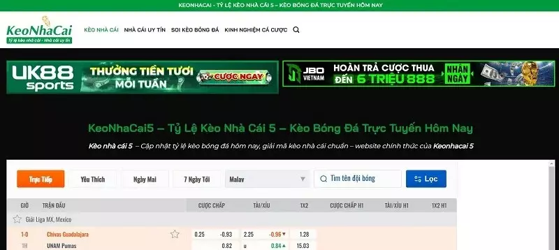 Kèo nhà cái 5 – Trang soi tỷ lệ kèo nhà cái chuẩn xác nhất